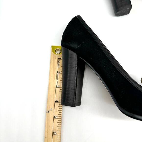 Saks Fifth Avenue Aileen Black Suede And Leather Pointed Toe Heels Womens Size 7 - Picture 11 of 13
